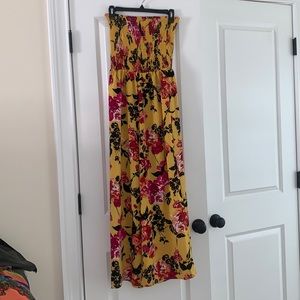 Strapless jumpsuit wide leg